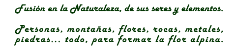 Fusión en la Naturaleza, de sus seres y elementos. Personas, montañas, flores... todo, para formar la flor alpina
